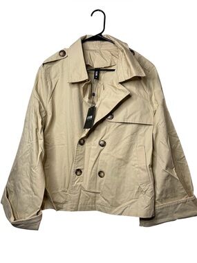 STYLEWE Men's Beige Double-Breasted Pea Coat